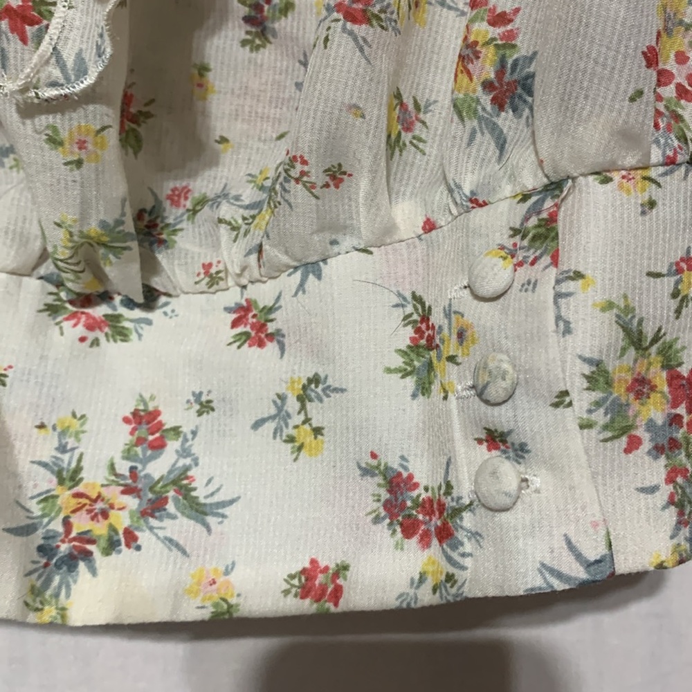 Guess Floral Ruffle Tank Top - Cream Multi - Picture 4 of 6